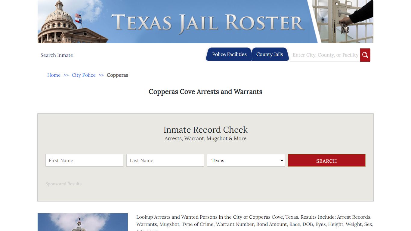 Copperas Cove Arrests and Warrants | Jail Roster Search